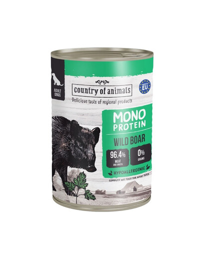 COUNTRY OF ANIMALS Dog Monoprotein Wild Boar 400g diviak, konzerva pre psov