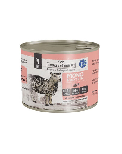 COUNTRY OF ANIMALS Cat Monoprotein Lamb 200g jahňacina, konzerva pre mačky