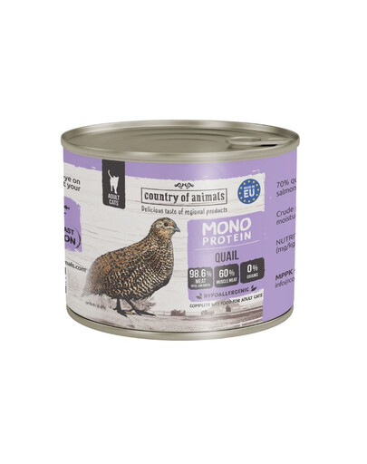 COUNTRY OF ANIMALS Cat Monoprotein Quail 200g prepelička, konzerva pre mačky
