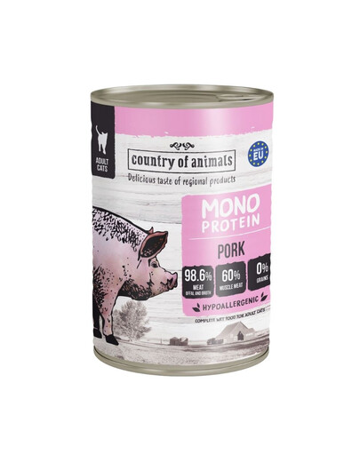 COUNTRY OF ANIMALS Cat Monoprotein Pork 400g bravčové, konzerva pre mačky