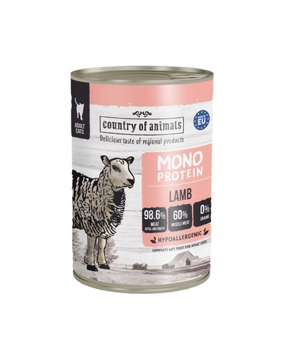 COUNTRY OF ANIMALS Cat Monoprotein Lamb 400g jahňacina, konzerva pre mačky