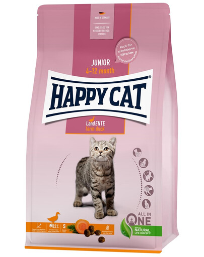 HAPPY CAT Junior Farm Duck Kačka 8kg (2x4 kg) bezobilná suchá krmiva pre mačiatka