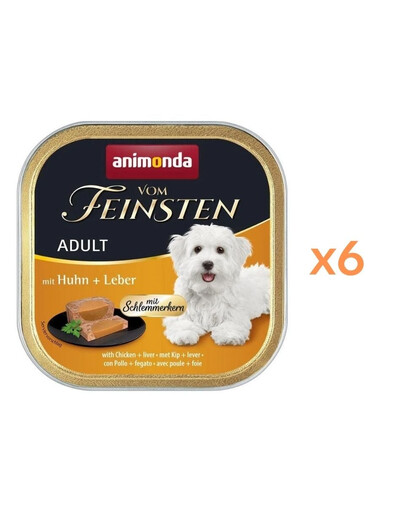 ANIMONDA Vom Feinsten Gourmet center Adult s kuracím mäsom a pečeňou 6x150g paštéta pre psov