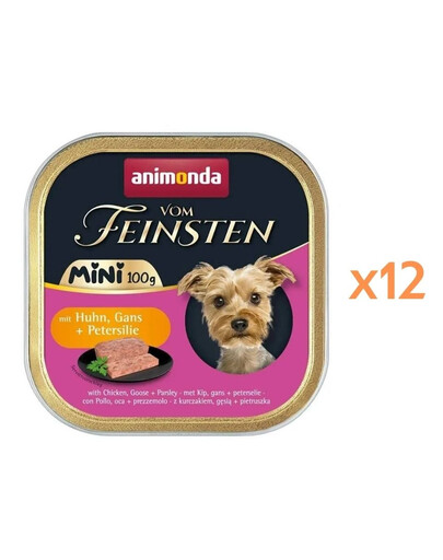 ANIMONDA Vom Feinsten Mini s kuracím mäsom, husacím mäsom a petržlenom 12x100g mokrá strava pre psov malých plemien
