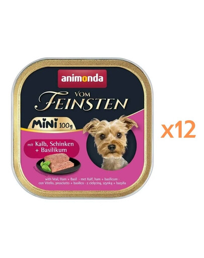 ANIMONDA Vom Feinsten Mini s teľacím mäsom, šunkou a bazalkou 12x100g mokrá strava pre psov malých plemien