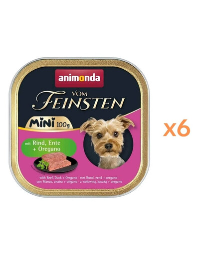 ANIMONDA Vom Feinsten Mini s hovädzím, kačacím mäsom a oreganom 6x100g mokré krmivo pre psy malých plemien