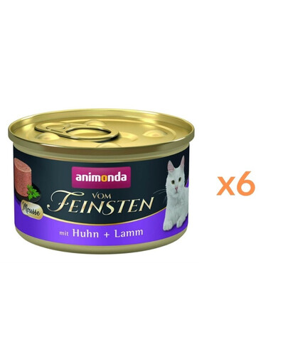 ANIMONDA Vom Feinsten Mousse s kuracím a jahňacím mäsom 6x85g pena pre mačky