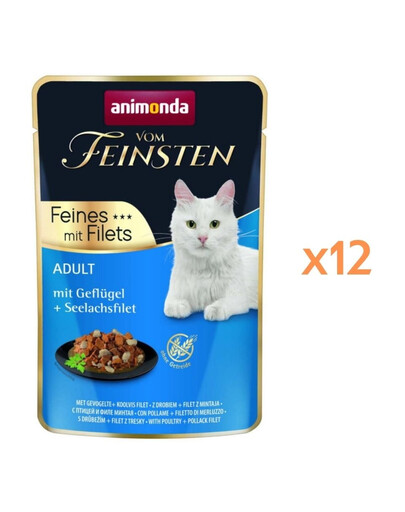 ANIMONDA Vom Feinsten Fines mit Filets Adult Drób a filet z mintaja 12x85g mokrá strava pre mačky