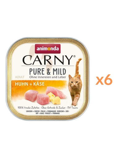 ANIMONDA Carny Pure & Mild kuracie a syrové mokré krmivo pre mačky 6x100g
