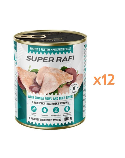 RAFI Super s perličkou a hovädzou pečeňou 12x800g paštéta pre psov