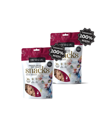DR MALOU Mäsové kocky 100% lyofilizovanej kačacej prsnej 2x50g maškrty pre mačky