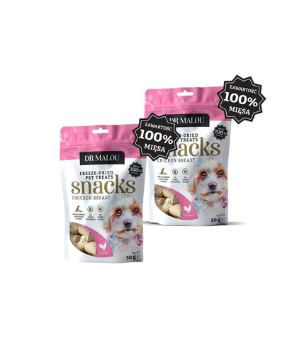 DR MALOU Mäsové kocky 100% lyofilizovanej kuracej prsnej mäsa 2x50g maškrty pre psov