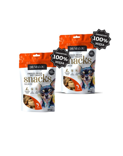 DR MALOU Mäsové kocky 100% lyofilizovaného mäsa lososa 2x50g maškrty pre psov