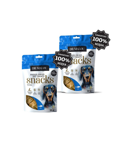 DR MALOU Mäsové kocky 100% lyofilizovaného mäsa tuniaka 2x50g maškrty pre psov
