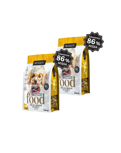 DR MALOU Lyofilizované krmivo Kurča s tekvicou 2x1 kg suché krmivo pre psov