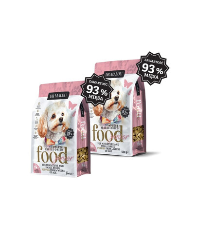 DR MALOU Puppies Liofilizovaná Kačica s kozím mliekom a žĺtkom 2x500g suché krmivo pre šteniatka