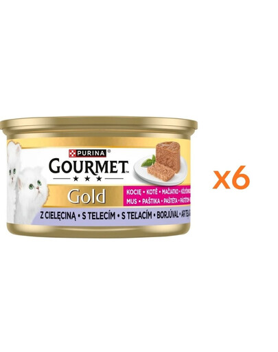 GOURMET Gold Kitten Mus s teľacinou 6x85g mokrá strava pre mačiatka