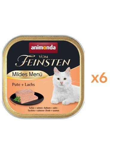 ANIMONDA Vom Feinsten Mild Menue Paštéta z morky a lososa 6x100g pre mačky