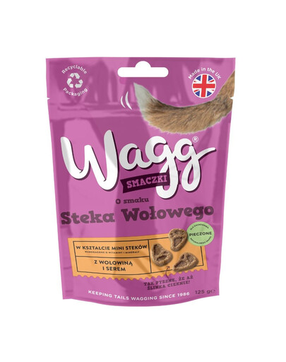 Wagg Mini Steaky s Hovädzinou a Syrom maškrta pre psa 125 g