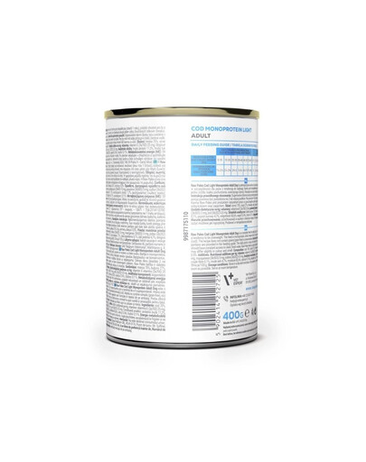RAW PALEO COD LIGHT MONOPROTEIN ADULT DOG 400g mokré krmivo pre psy so sklonom k ​​nadváhe, monoproteín s treskou