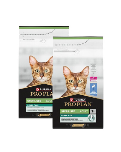 PURINA PRO PLAN Sterilised Renal Plus Bohatá na králika 2x1,5 kg suché krmivo pre mačky po sterilizácii