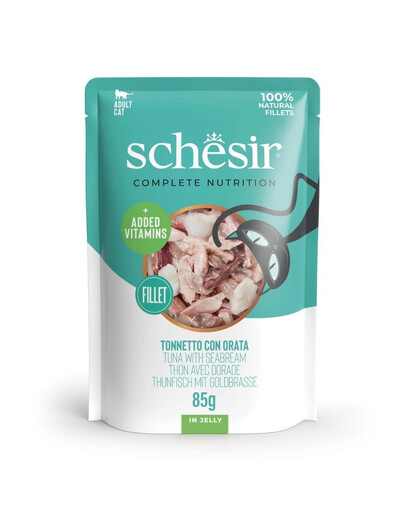 SCHESIR Tuniak s morskou pražmou v želé pre mačky 12x85 g
