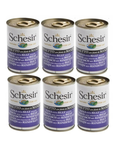 SCHESIR krmivo pre mačky s tuniakom a hovädzím mäsom 6x140g