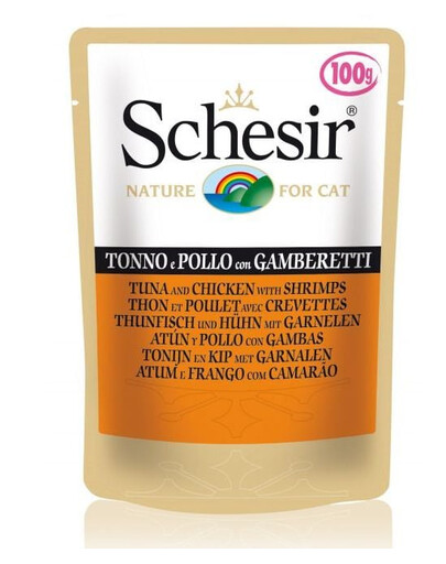 SCHESIR Tuniak s kuracím mäsom a krevetami 12x50g