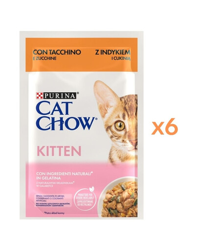 PURINA Cat Chow Kitten Indyk s cuketou v želé 6x85g mokrá strava pre mačiatka