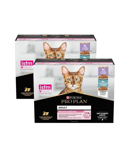 PURINA PRO PLAN Delicate Digestion s morčacím mäsom a oceánskymi rybami v omáčke Multipack 20x85g mokrá strava pre mačky s citlivým tráviacim systémom
