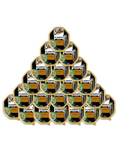 SHEBA Classics 22 x 85 g platnička, kompletné mokré krmivo pre dospelé mačky s divinou v terine