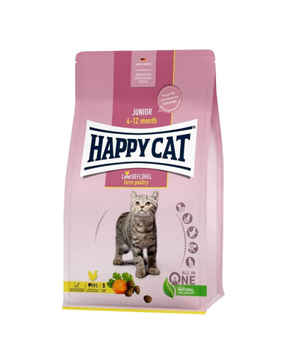 HAPPY CAT Junior Farm Poultry 4 kg hydina, krmivo pre mačiatka vo veku 4-12 mesiacov