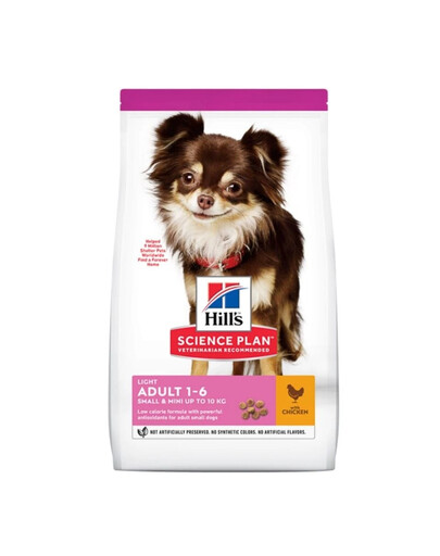 HILL'S Science Plan Adult Light Small Mini Chicken 6 kg kurczak, dla dorosłych psów małych i miniaturowych ras