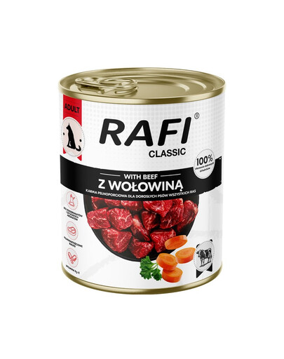 RAFI Classic s hovädzím mäsom 800 g mokré krmivo pre psov