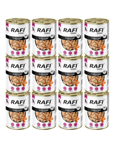 RAFI Classic Morčacie mäso s mrkvou v omáčke 12x1240 g mokré krmivo pre psov všetkých plemien