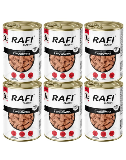 RAFI Classic hovädzie v omáčke 6x1240 g mokré krmivo pre psov všetkých plemien