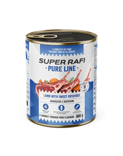 SUPER RAFI Pure Line jahňacina s batatmi 800g konzerva pre psa