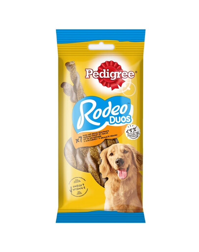 PEDIGREE Rodeo Duos 10 x 123 g maškrty pre dospelých psov s príchuťou kuracieho mäsa a slaniny