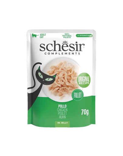 SCHESIR Complements Kuracie v želé 70 g vrecko Doplnkové mokré krmivo pre mačky