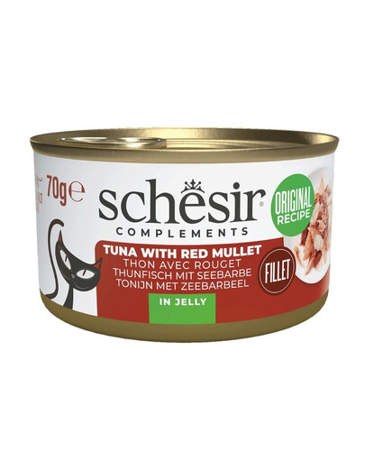 SCHESIR Complements Tuniak s parmicou v želé 70 g doplnkové mokré krmivo pre mačky