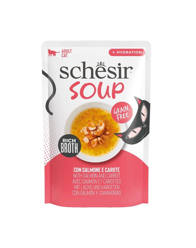 SCHESIR Soup Losos s mrkvou 40 g doplnková polievka pre mačky