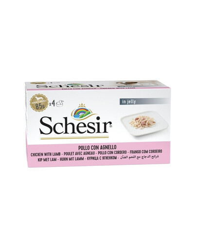 SCHESIR Kuracie a jahňacie v želé 4x85 g mokré krmivo pre psov