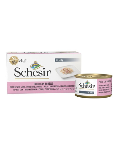 SCHESIR Kuracie a jahňacie v želé 4x85 g mokré krmivo pre psov