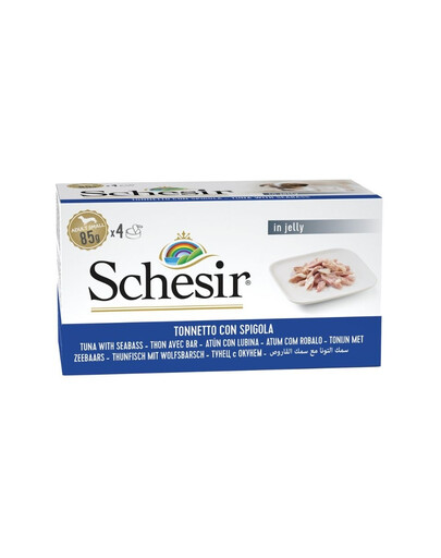 SCHESIR Tuniak s morským vlkom v želé 4x85 g mokré krmivo pre psov