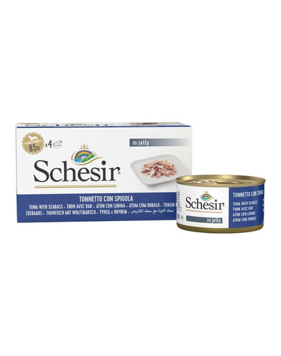 SCHESIR Tuniak s morským vlkom v želé 4x85 g mokré krmivo pre psov