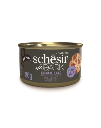 SCHESIR After Dark Kurací v kačacom vývare 80 g mokré krmivo pre mačky