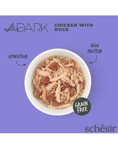 SCHESIR After Dark Kurací v kačacom vývare 80 g mokré krmivo pre mačky