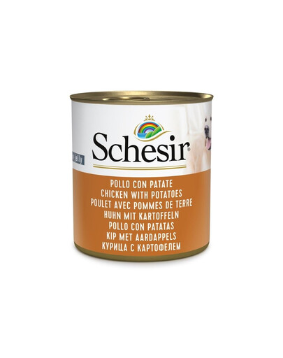 SCHESIR Doplnky Kuracie s paradajkami v želé 285 g mokré krmivo pre psov