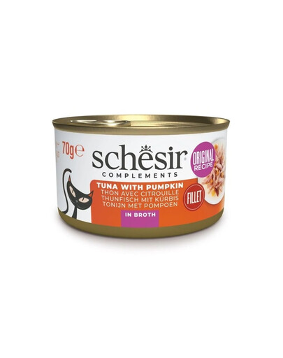SCHESIR Tuniak s tekvicou vo vývare pre mačky 12x70 g