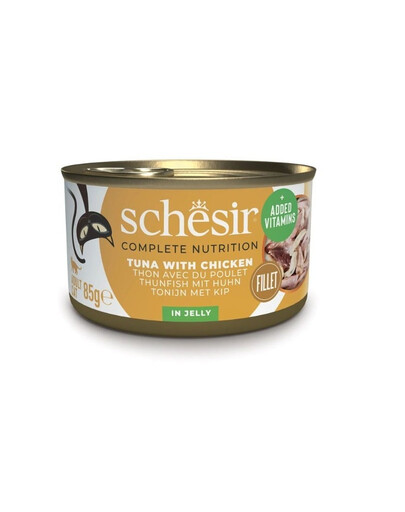 SCHESIR Tuniak s kuracími filetami v želé pre mačky 12x85 g